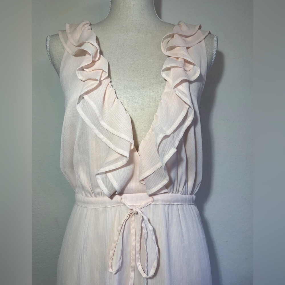 Chelsea28 Ruffle Trim Chiffon Dress Light Pink Creole Midi Dress-Orig$190 - Picture 5 of 16